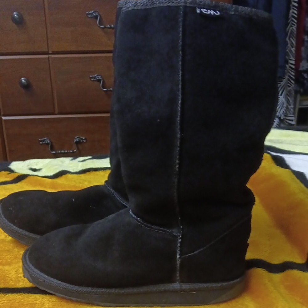 Emu Black Suede Mid-Calf Winter Boots